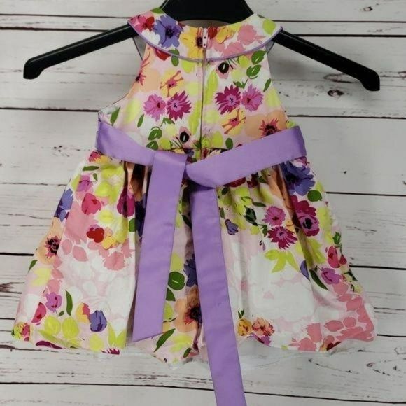 Rare Edition Infants Girls Spring‎ Tie Back Floral Lined Dress Size 18 Months - Picture 3 of 8